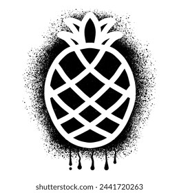 Pineapple stencil graffiti drawn with black spray paint	
