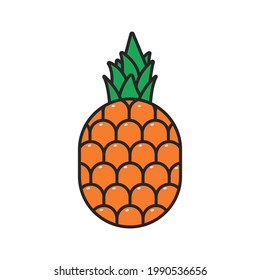 Pineapple sticker vector cartoon illustration isolated on a white background.