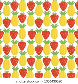 pineapple and strawberries fresh fruits pattern