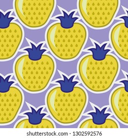 Pineapple strawberry berry mix pattern. Bright pattern for gift paper
