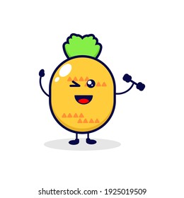 Ilustración de personaje lindo fuerte de piña