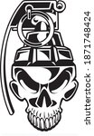 pineapple style hand grenade skull