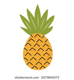 Pineapple in the style of nursery art. Hand drawn abstract fruit in boho style.