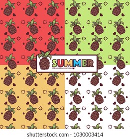 pineapple summenr background with lettering composition for your design