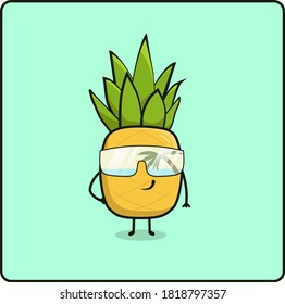 pineapple summer fruit kids vector