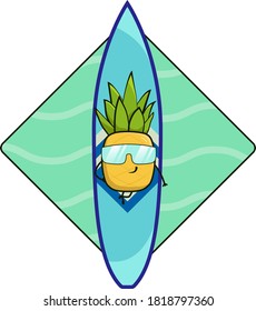 pineapple summer fruit kids vector