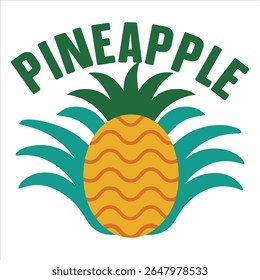 Pineapple - Summer fruits T-shirt vector, Retro Summer Beach Vibes, kawaii fruit food Tees, Fruit Quote For Shirts