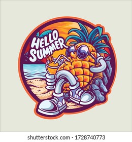 PINEAPPLE IN SUMMER HOLYDAY ILLUSTRATION