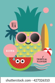 Pineapple/ summer Ice cream party template vector/ Beach party/ Summer holiday special poster/ Tropical fruit festival/ illustration/ aloha: hello or goodbye