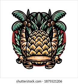 pineapple summer illustration vector design