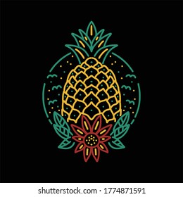 pineapple summer line art vector design