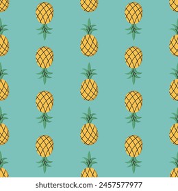 pineapple summer seamless pattern vector hand drawn 