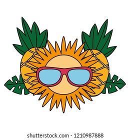 pineapple sun with sunglasses tropical summer