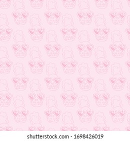 Pineapple. Sunglasses. Cartoons characters. Seamless vector pattern (background). Summer print.