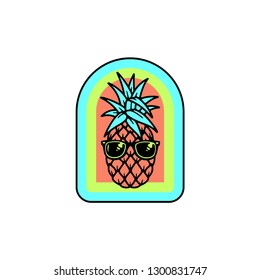PINEAPPLE WITH SUNGLASSES COLOR BADGE WHITE BACKGROUND