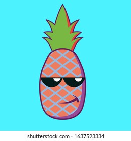 pineapple in sunglasses cute and smiling