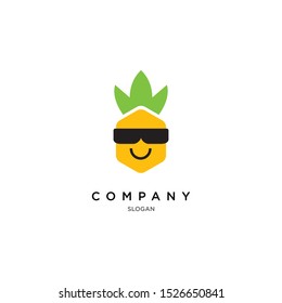 pineapple with sunglasses logo icon vector design. eps10