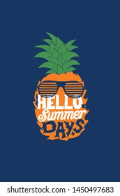 pineapple with sunglasses summer illustration vector