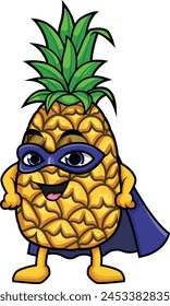 Pineapple superhero character vector illustration