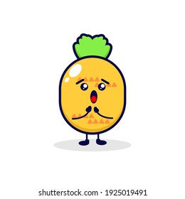 Pineapple surprised cute character illustration