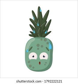pineapple surprised funky cartoon character isolated on white background