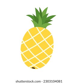 Pineapple sweet natural healthy Fruit . Tropical food icon. Ripe vitamin organic vegetarian eating. Flat vector illustration isolated on white background