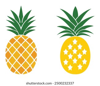 Pineapple symbol with leaves icon. Tropical Fruit flat Vector Illustration
