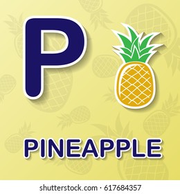 Pineapple symbol with letter P and word