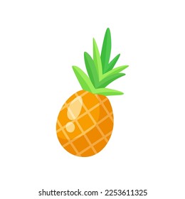 Pineapple as symbol of summer vector illustration. Cartoon drawing of summer element or tropical orange fruit isolated on white background. Summer, vacation, food concept