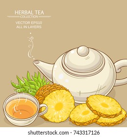 pineapple tea vector illustration on color background