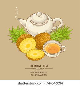 pineapple tea vector illustration on color background