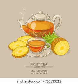 pineapple tea vector illustration on color background