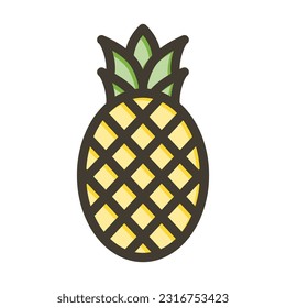 Pineapple Thick Line Filled Colors For Personal And Commercial Use.
