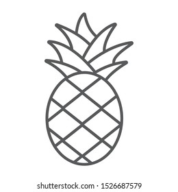 Pineapple thin line icon, fruit and food, tropical fruit sign, vector graphics, a linear pattern on a white background, eps 10.