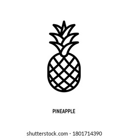Icono de línea delgada de piña. Alimentos orgánicos saludables. Ilustración vectorial.