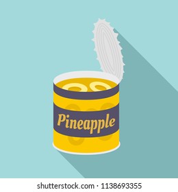 Pineapple tin can icon. Flat illustration of pineapple tin can vector icon for web design