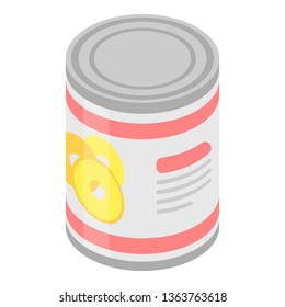 Pineapple tin can icon. Isometric of pineapple tin can vector icon for web design isolated on white background