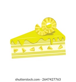 Pineapple topped cake slice with pineapple slices filling - a fruit cake slice