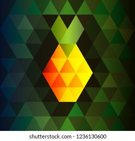 
pineapple triangle. brilliant mosaic, retro drawing, EPS 10, yellow pineapple, green background, emerald background, 20th century style, fruit from pixie