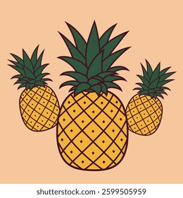 Pineapple Trio - Bold Graphic Illustration