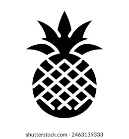 Pineapple tropical fruit black silhouette Vector.