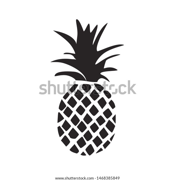 Pineapple Tropical Fruit Black Silhouette Isolated Stock Vector ...