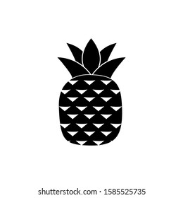 Pineapple tropical fruit. Black vector icon.