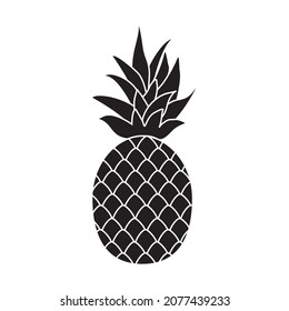 Pineapple tropical fruit in black and white vector illustration