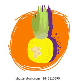 Pineapple, tropical fruit, cartoon illustration in vector
