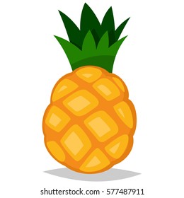 Pineapple tropical fruit. Cartoon vector icon isolated on white background.