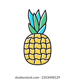 pineapple tropical fruit color icon vector. pineapple tropical fruit sign. isolated symbol illustration