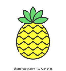 Pineapple, tropical fruit cute illustration