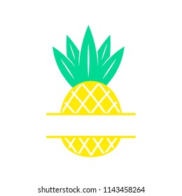 Pineapple. Tropical fruit. Flat vector illustration isolated on white background