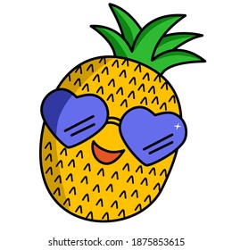 Pineapple Tropical Fruit isolated. Flat style vector illustration. Summer fruits for healthy lifestyle.cartoon flat icon isolated